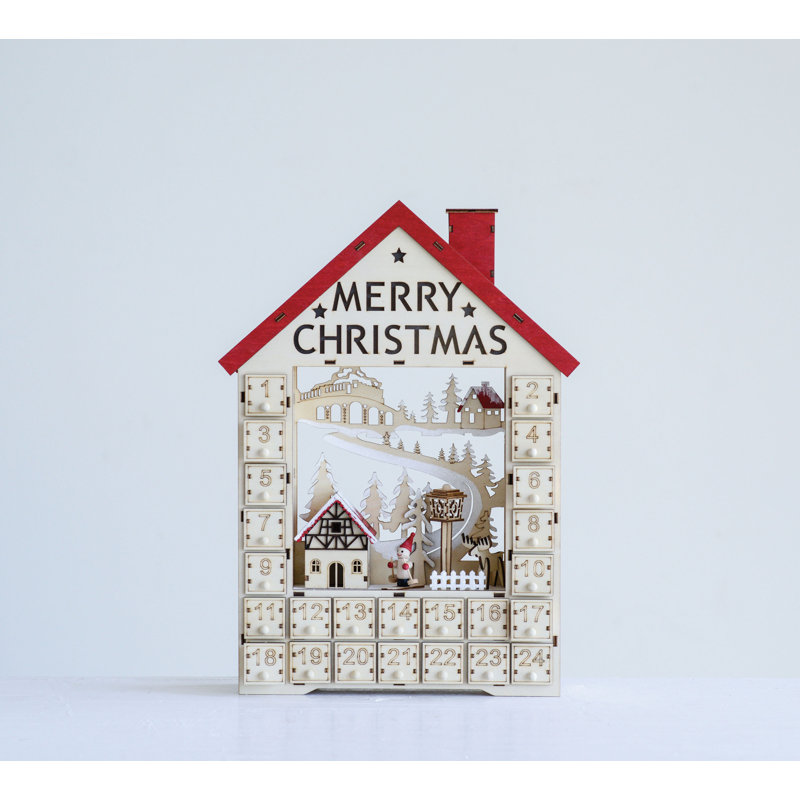 Wood House Advent Calendar with Boxes and LED & Reviews Joss & Main